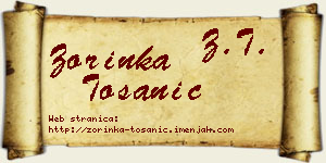 Zorinka Tošanić vizit kartica